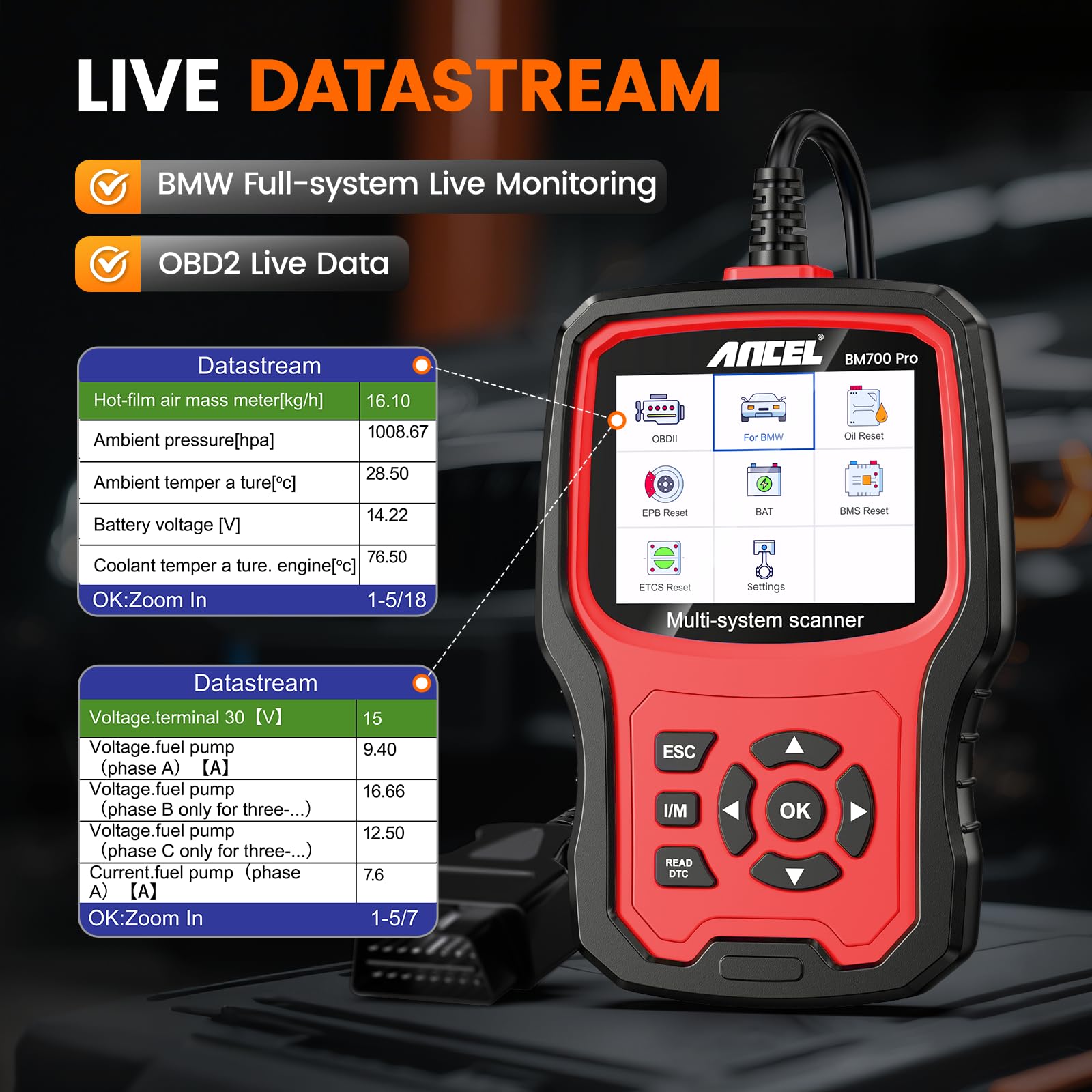ANCEL BM700 PRO battery registration screen guiding proper new battery setup