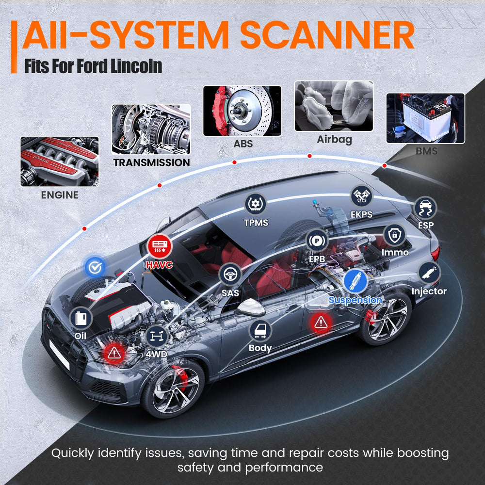ANCEL FD500 connected to a Ford truck OBD port for on-vehicle testing