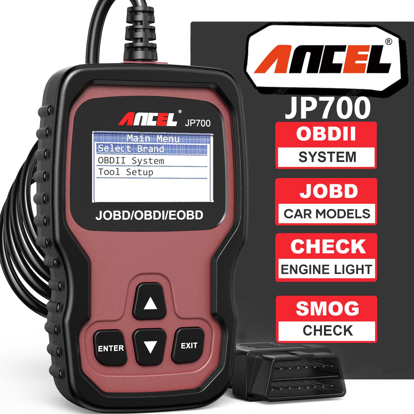 ANCEL JP700 front view showing device and readable display for easy diagnosis