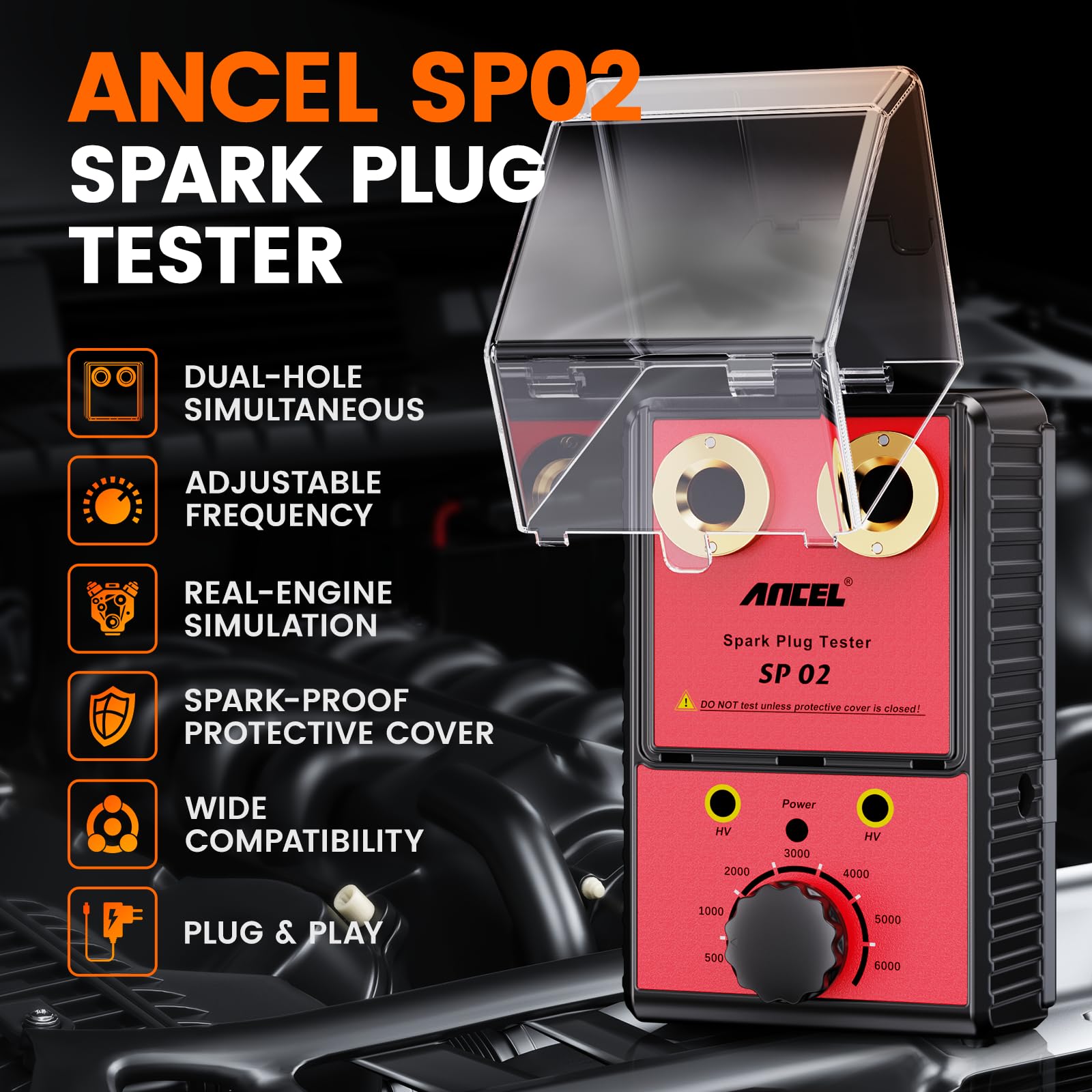 ANCEL SP02 dual plug ports side-by-side for direct spark comparison