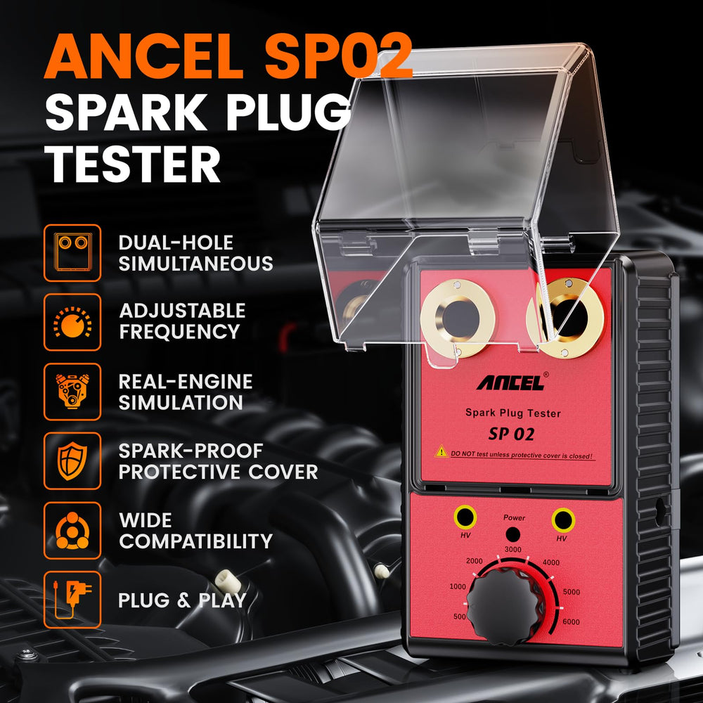ANCEL SP02 dual plug ports side-by-side for direct spark comparison