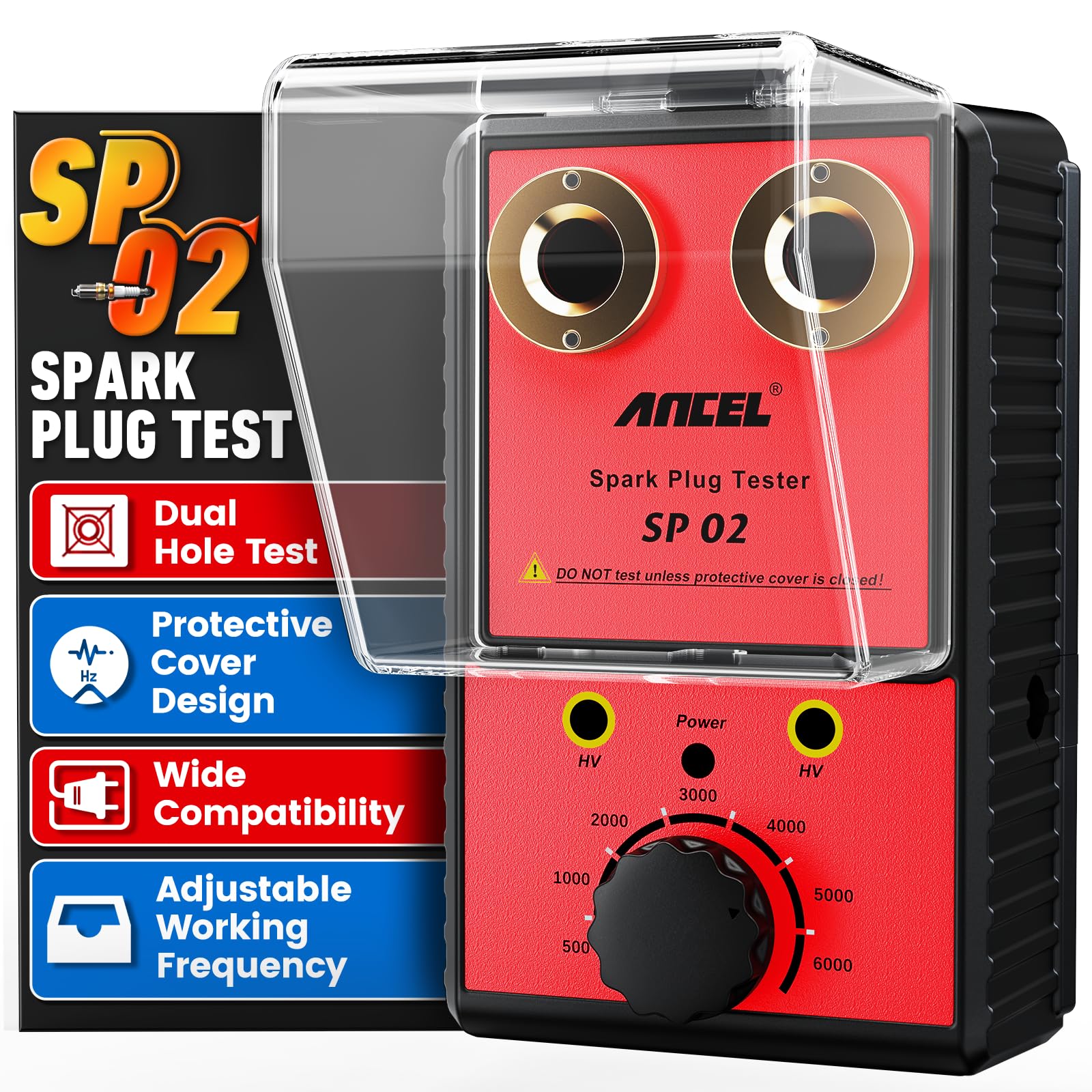 ANCEL SP02 front view showing ports and control for quick diagnostics
