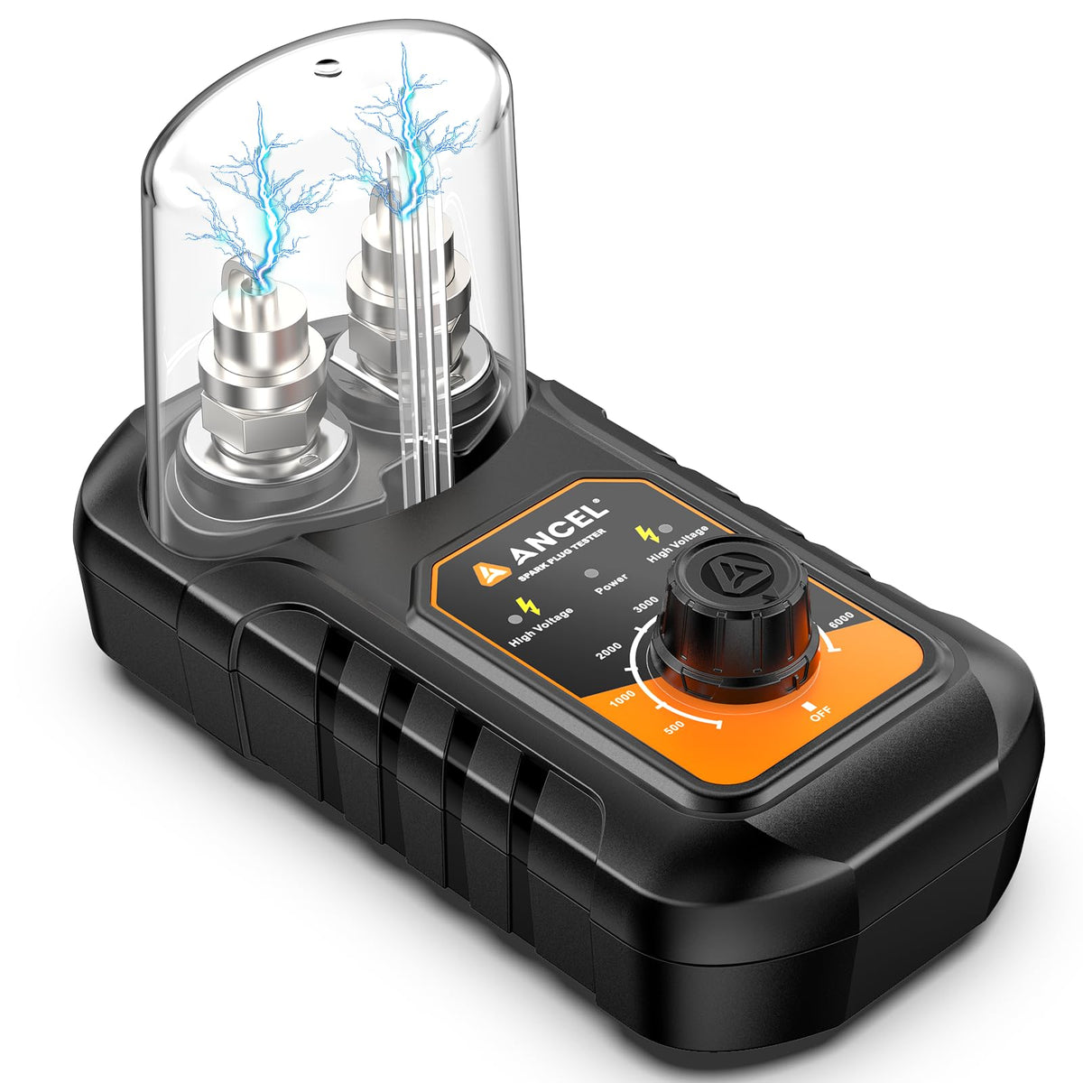 ANCEL front panel view showing dual sockets and control for quick diagnostics