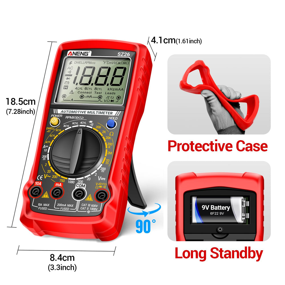 ANENG SZ26 size comparison with hand for portable field-use convenience