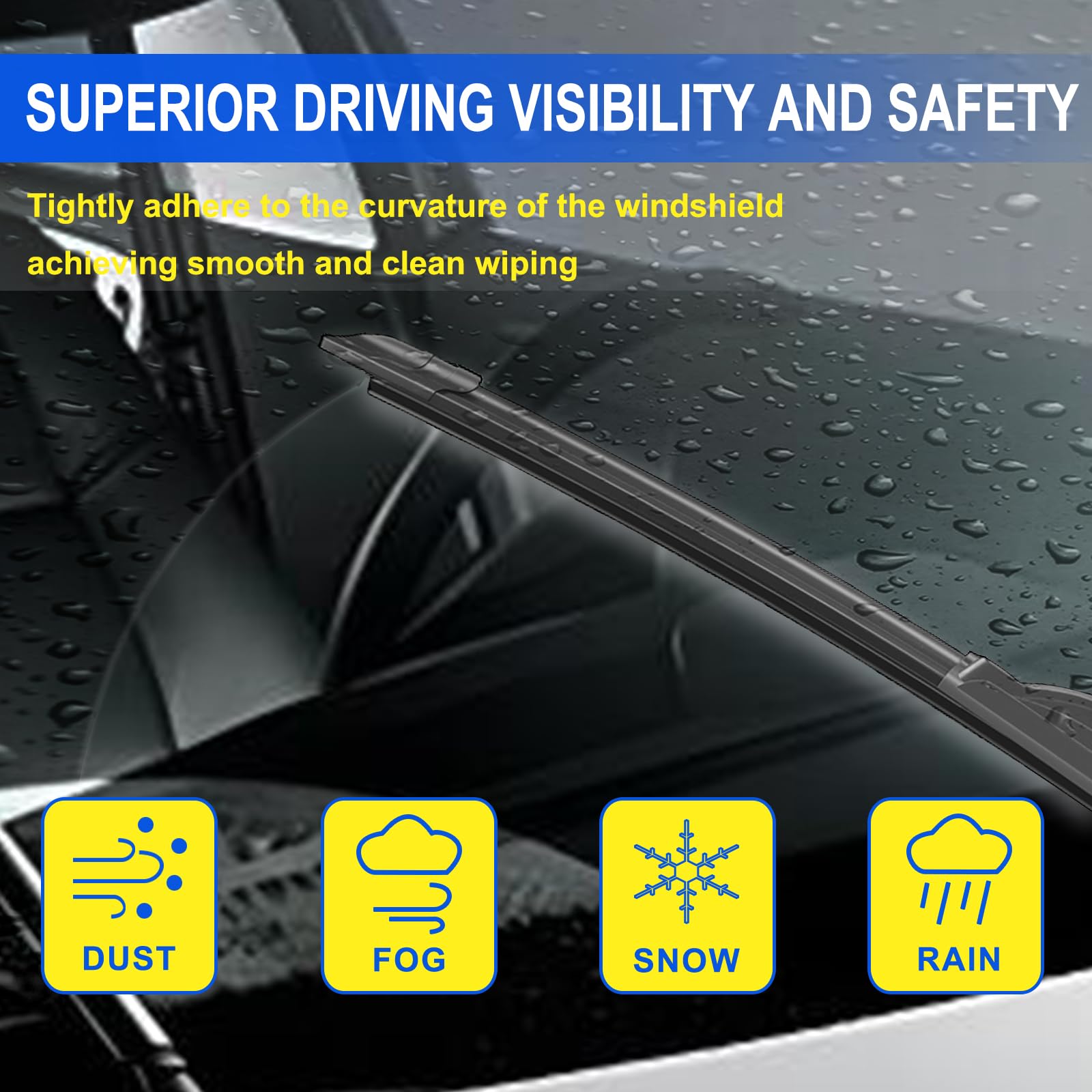 ANIKLUIM 16-inch rear blade detail highlighting rear fit and consistent wiping pressure