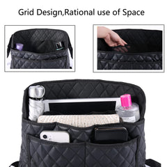 ANLEM seat caddy in use filled with tablet bottle and napkins showing quick access benefit