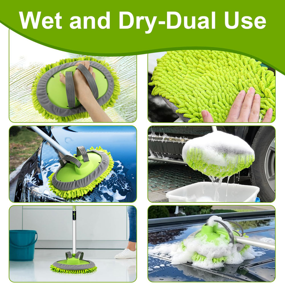 anngrowy mop cleaning SUV roof showing reach and scratch-free finish