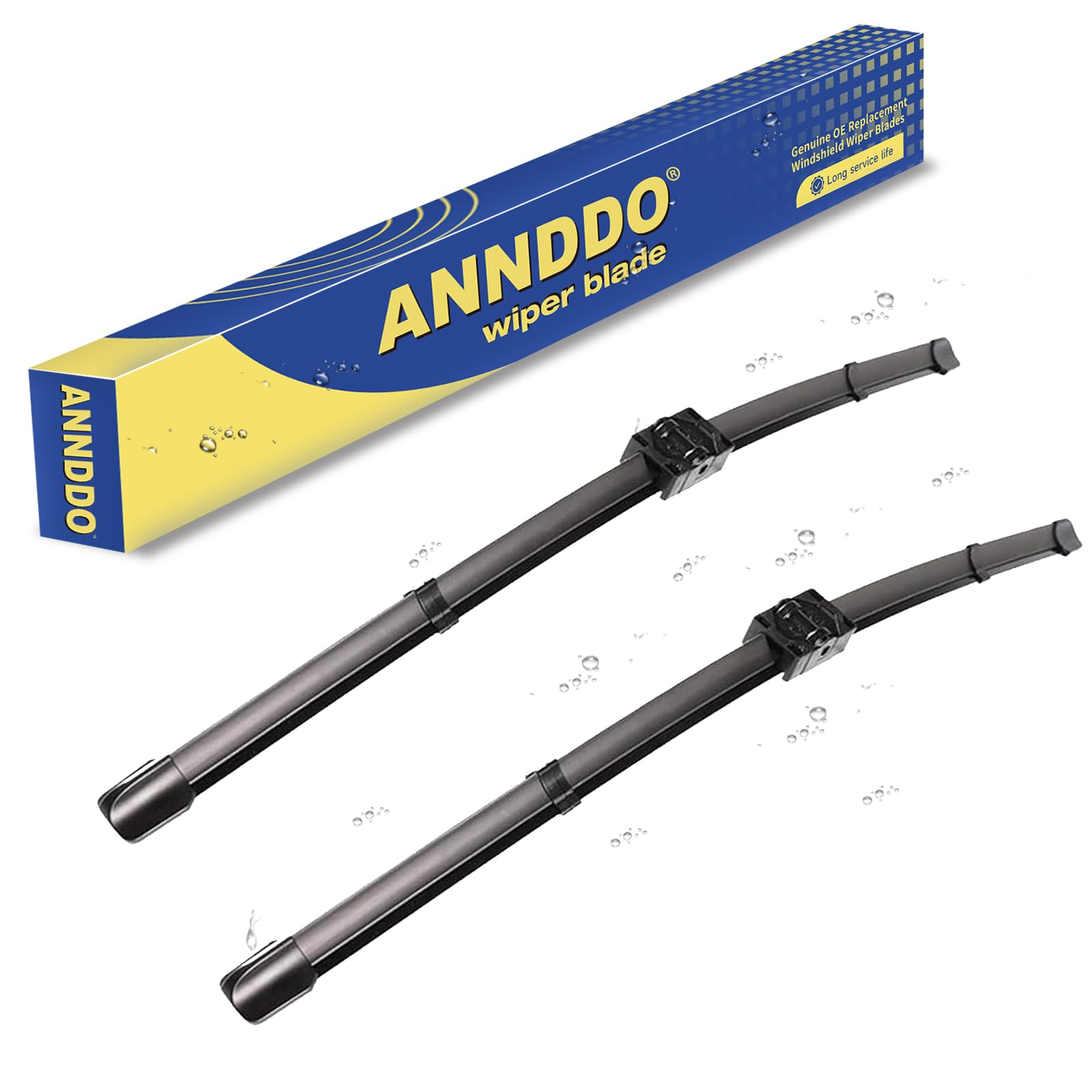 ANRDDO front wiper blades packaging showing product and fitment benefits