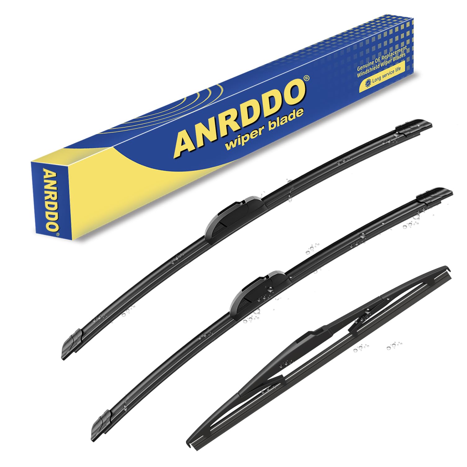 ANRDDO front packaging showing three replacement wiper blades and fitment details for Prius