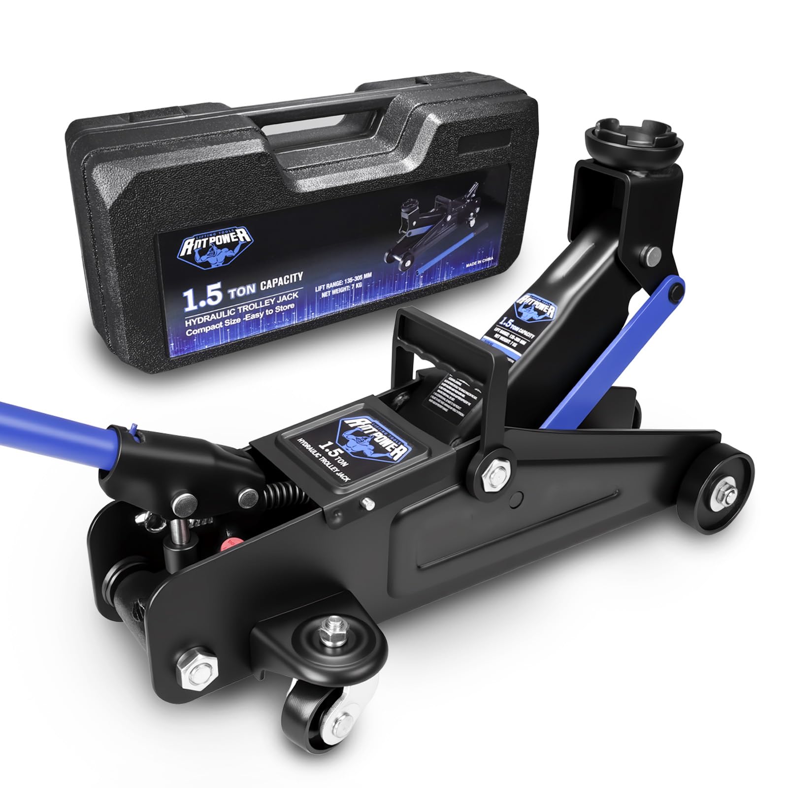 ANTPOWER floor jack front view showing compact design and stability