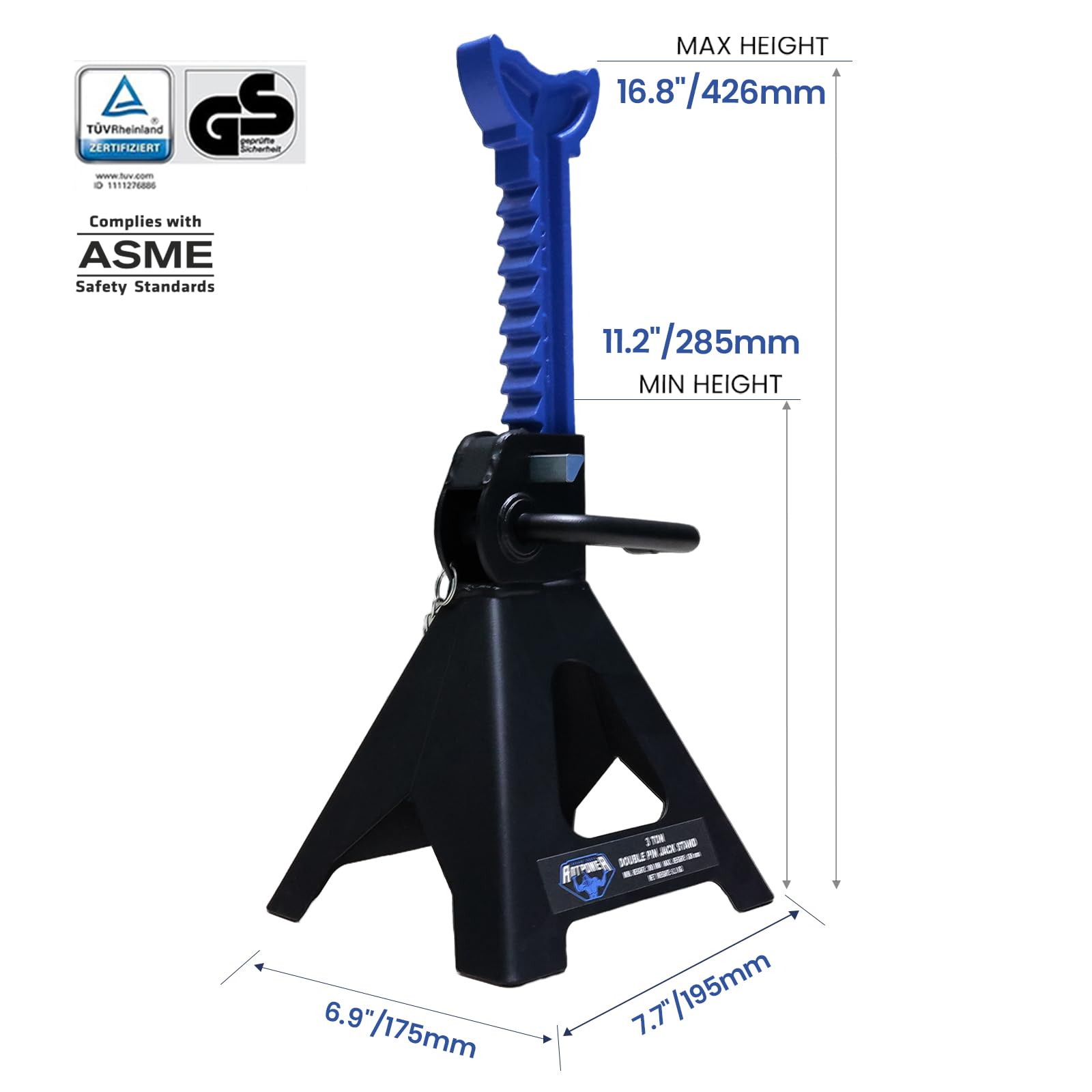 LIFTING TOOLS ANTPOWER ratchet detail showing precise height control benefit