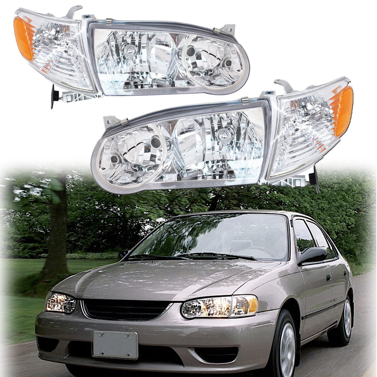 ANTUKO front pair headlights installed showing clean lens and improved visibility