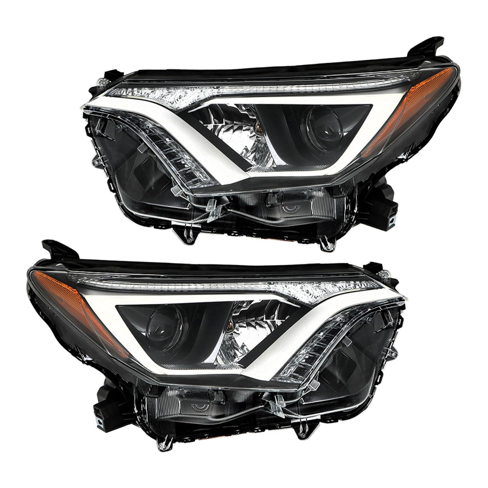ANTUKO front view of left and right headlight assemblies showing complete fit