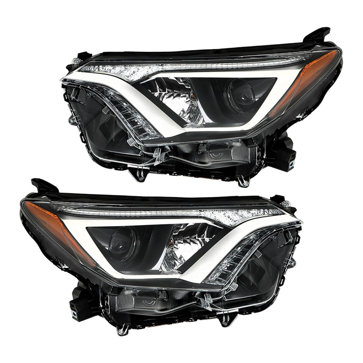 ANTUKO front view of left and right headlight assemblies showing complete fit