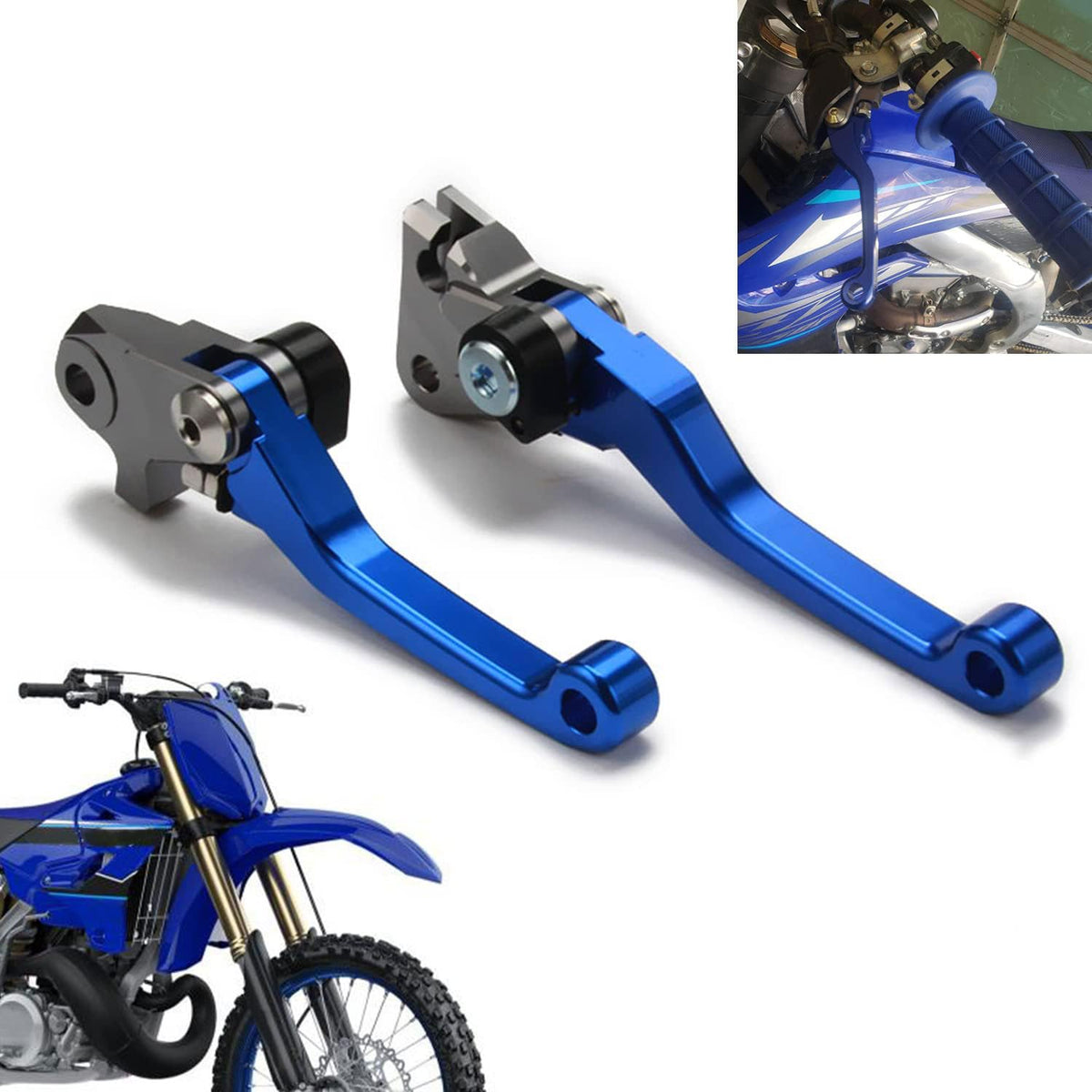 AnXin front view of blue brake and clutch levers showing complete kit and fitment benefit