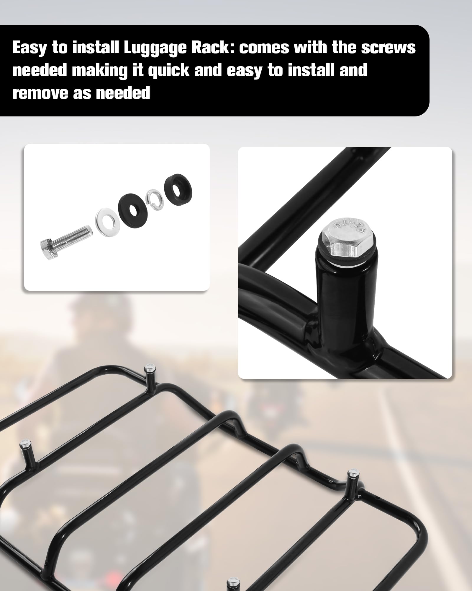 Aochuang rack next to helmet for scale showing compact footprint and utility