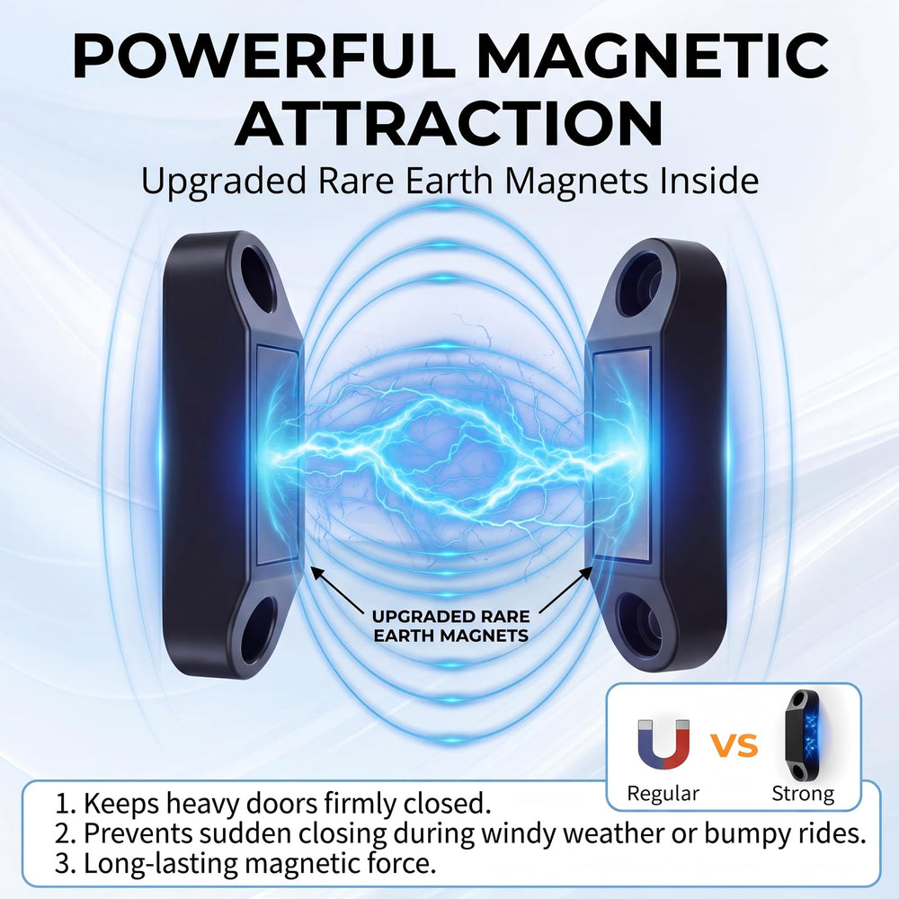 Aocies magnetic catch installed on RV baggage door providing rattle-free closure
