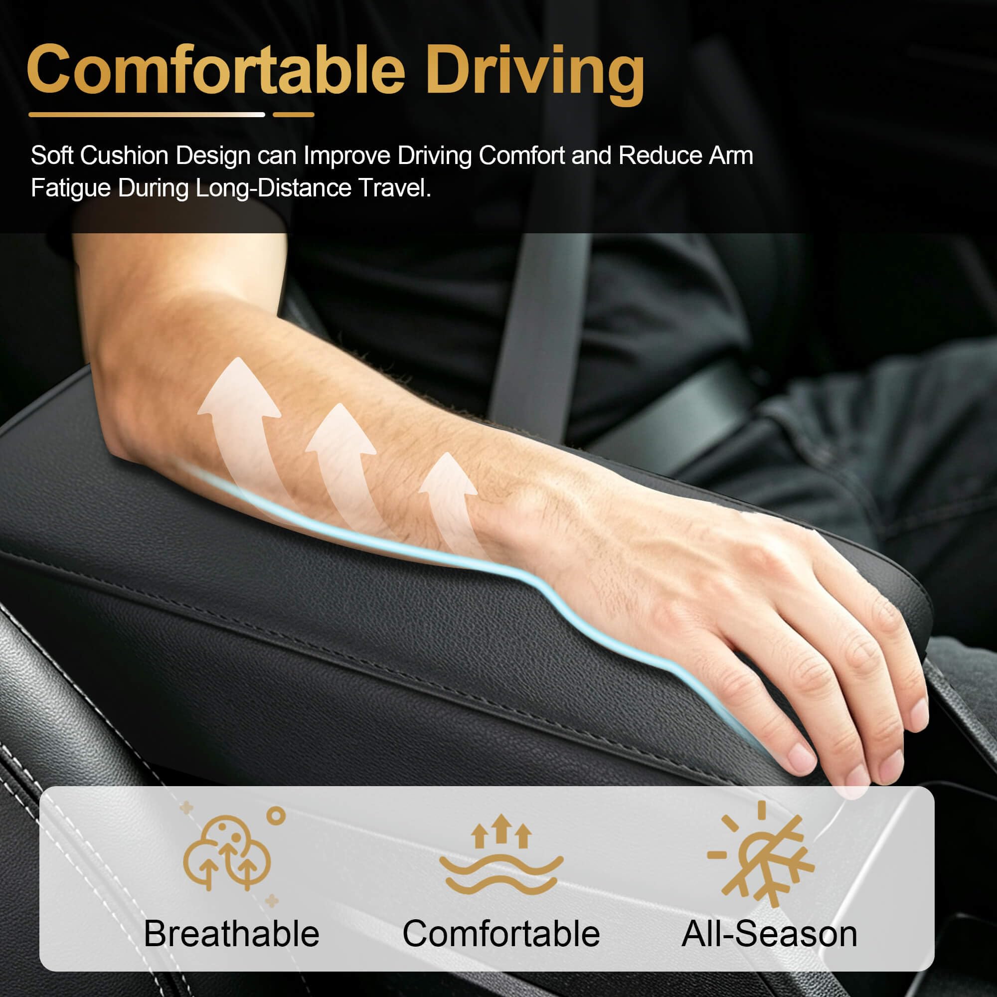 AOMSAZTO packaging with single armrest cover and ready-to-install benefit