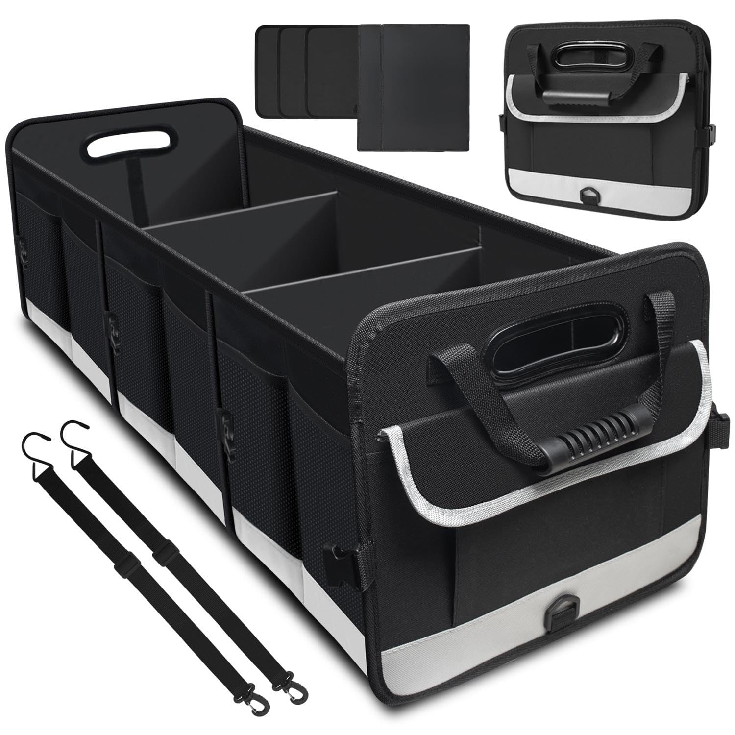 AOPHY trunk organizer front view showing roomy 95L capacity and compartments