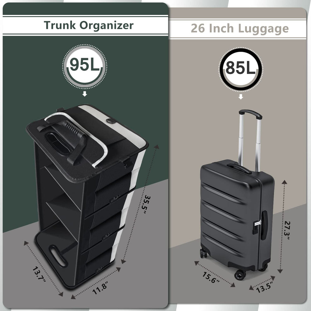 AOPHY trunk organizer placed in SUV trunk illustrating fit and stability