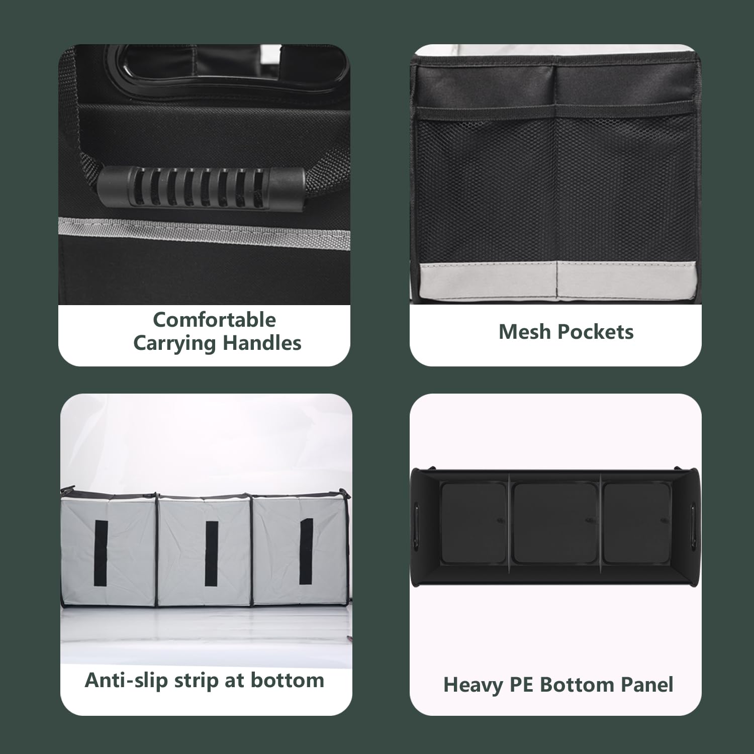 AOPHY trunk organizer non-slip bottom preventing sliding for safer transport