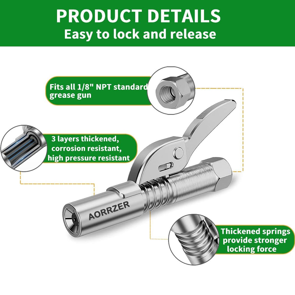 AORRZER coupler detail shot highlighting 6-jaw bite and durable alloy for secure seal