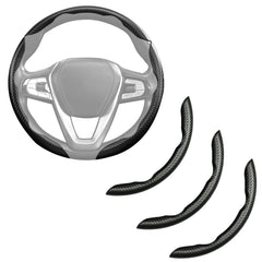 Aotoyou front view of matte black 3-piece steering wheel cover showing fit and style