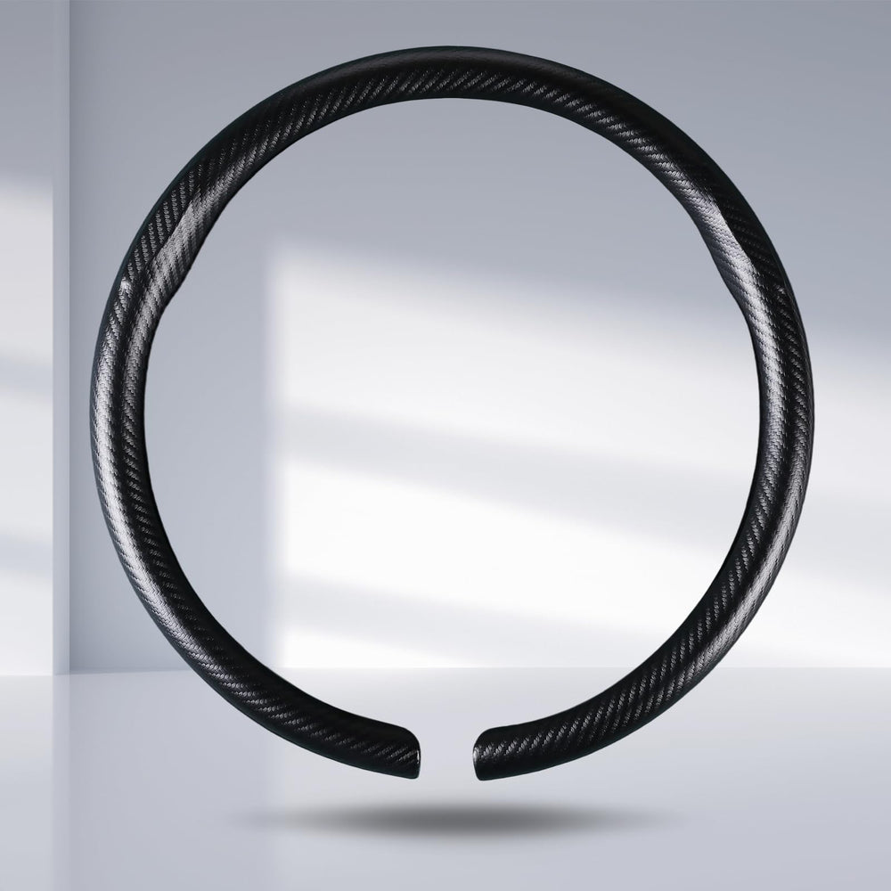 Aotoyou steering wheel cover front view showing matte black style and sporty look