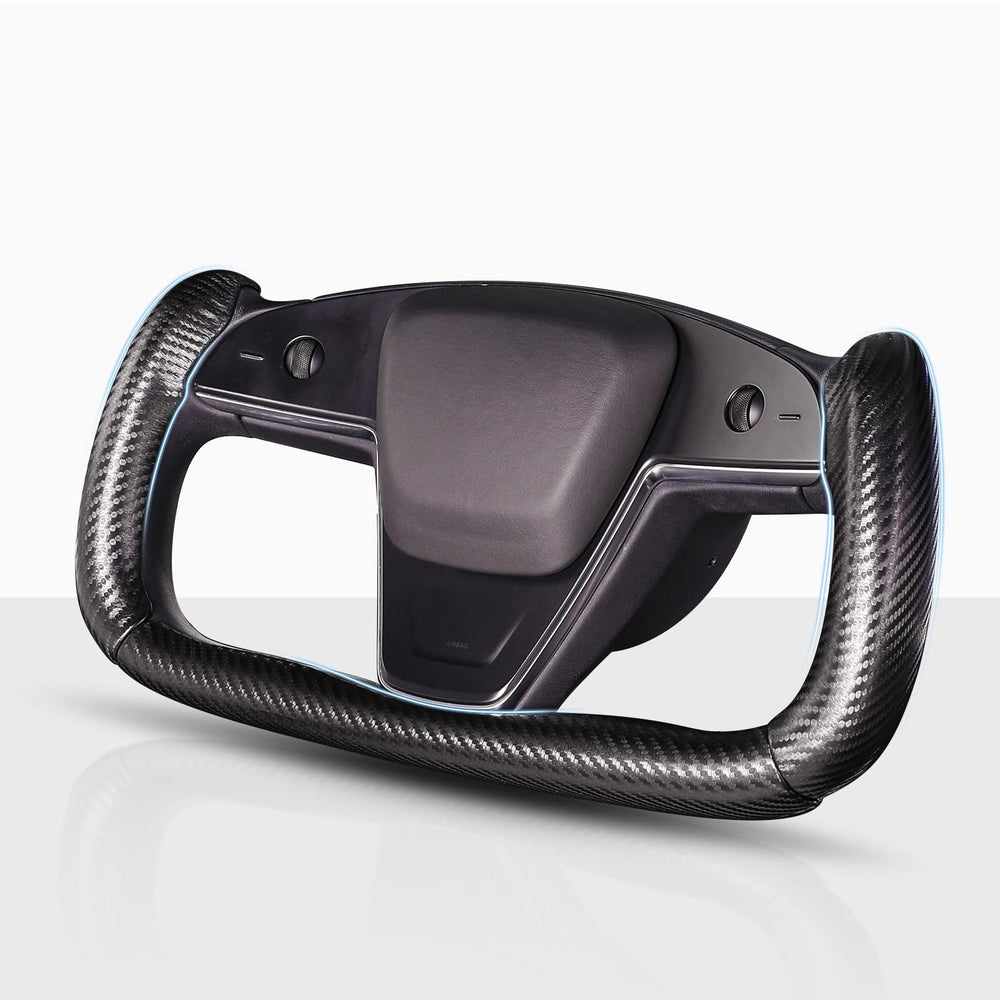 Aotoyou steering wheel cover front view showing clean carbon-fiber look and improved style