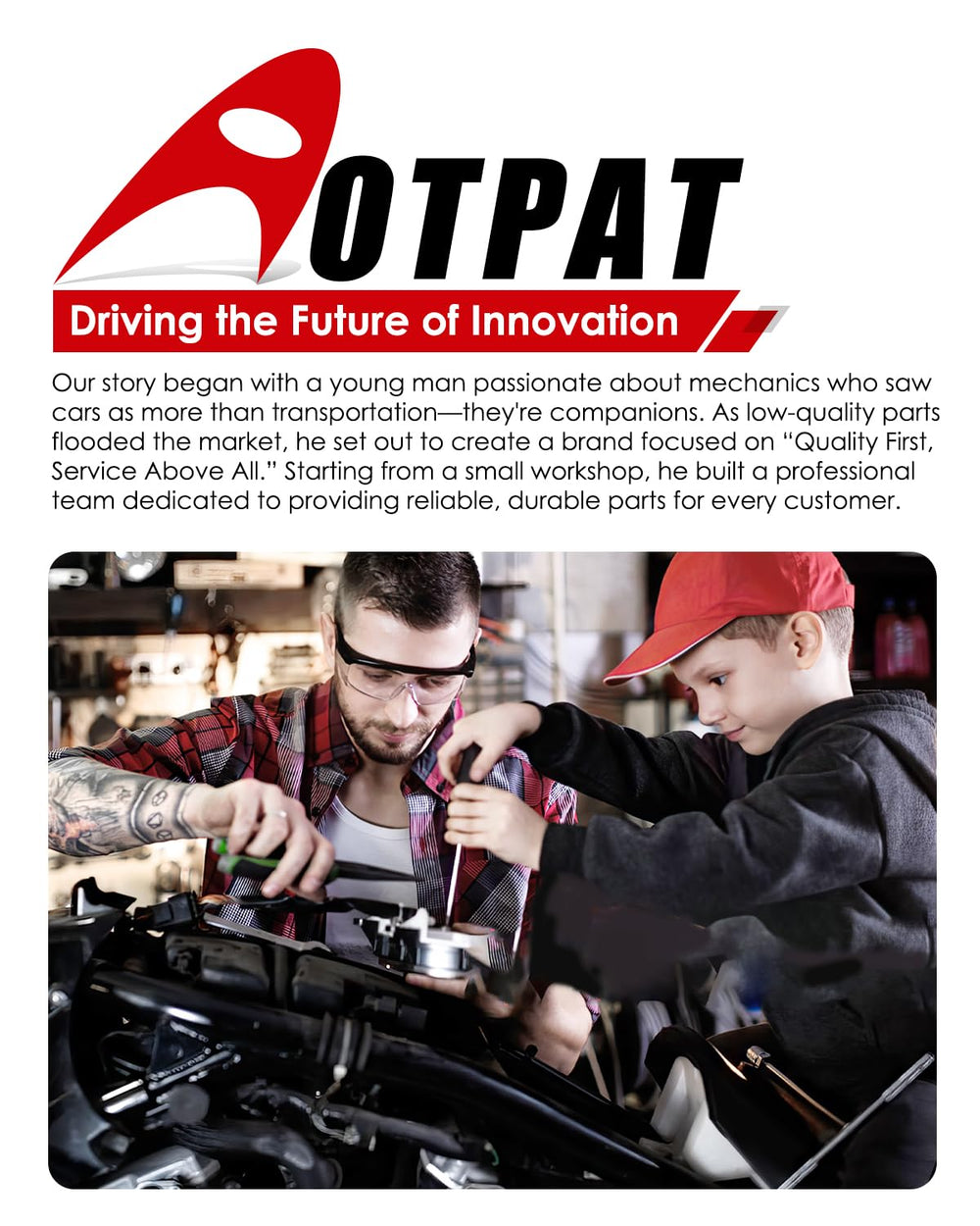 AOTPAT alternator beside car battery showing size and power upgrade benefit