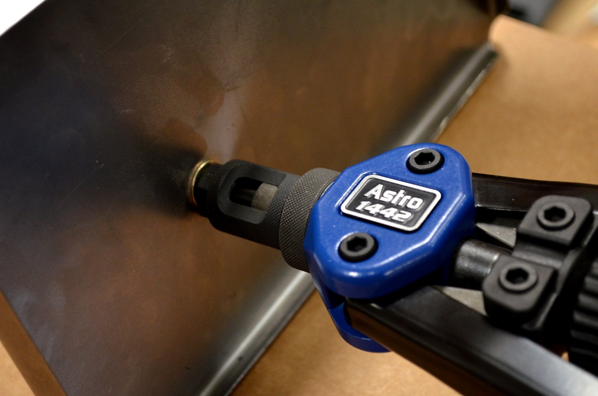 AP Astro 1442 next to a tape measure showing compact size and workshop portability