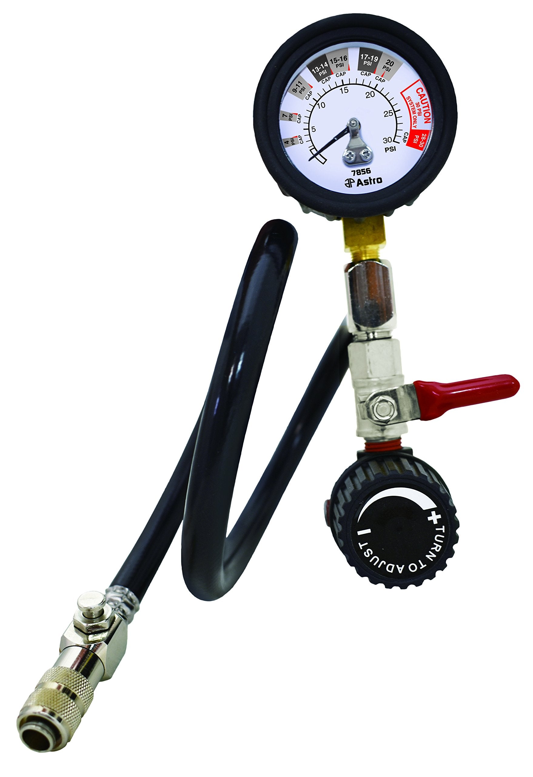 AP Astro Pneumatic 7856 gauge close-up displays pressure readings for accurate testing