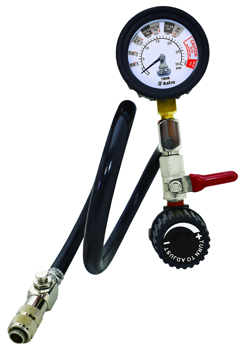 AP Astro Pneumatic 7856 gauge close-up displays pressure readings for accurate testing