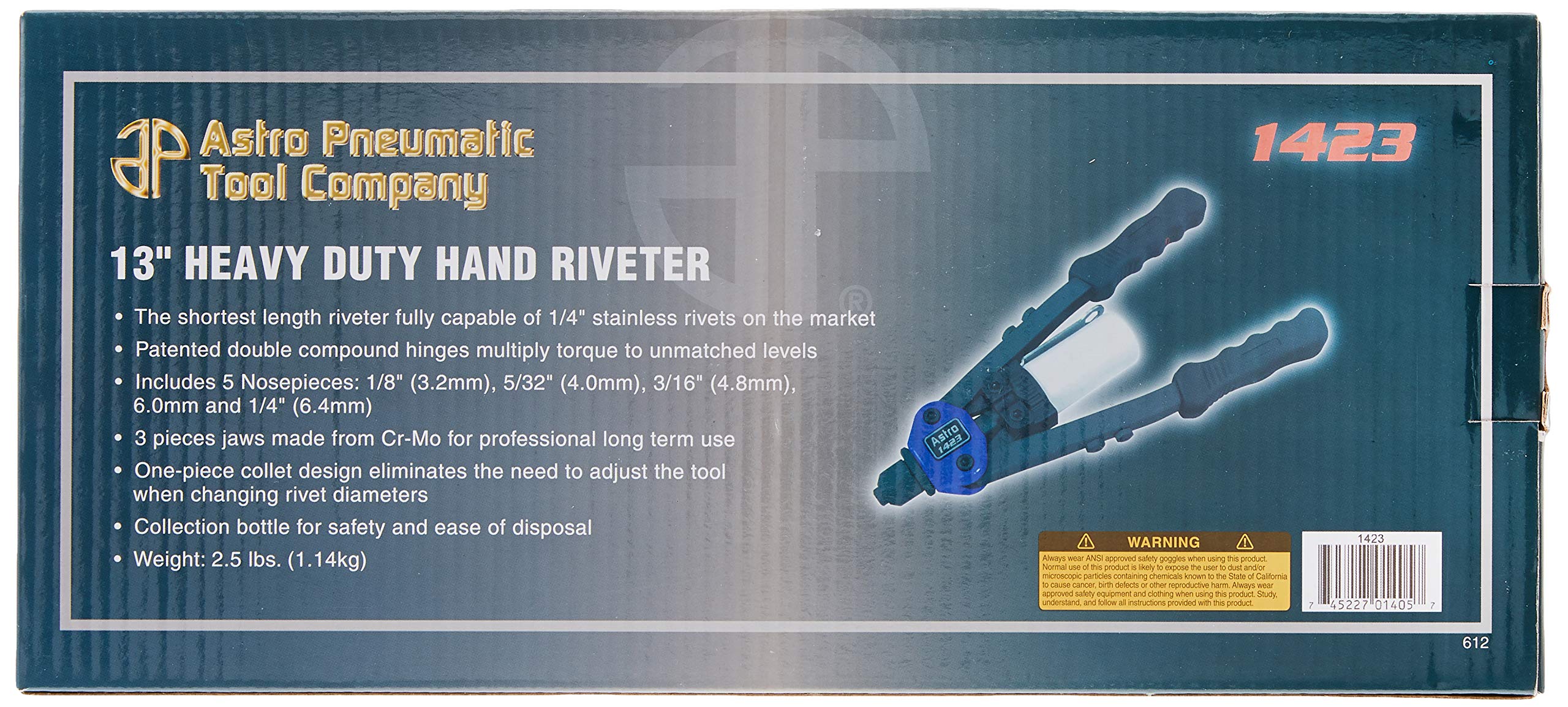 AP Astro Pneumatic 1423 close-up of patented internal gear and double hinge for increased pulling power