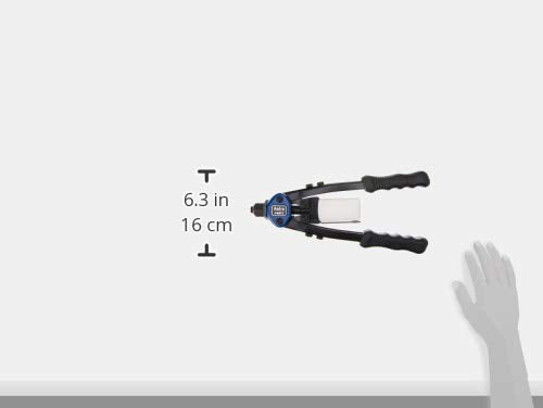 AP Astro Pneumatic 1423 installing a 1/4-inch blind rivet in metal, demonstrating long reach and leverage