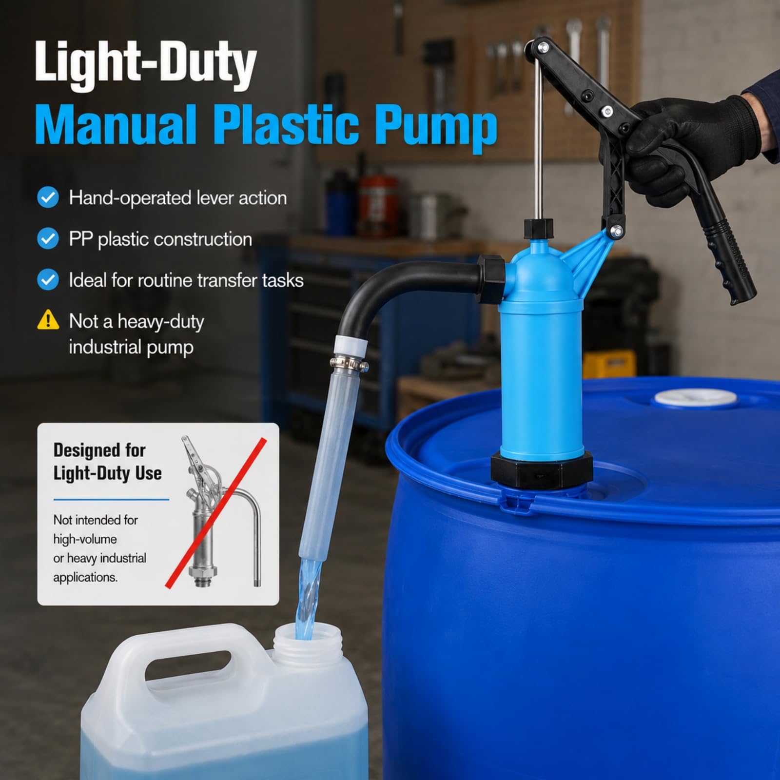 APACALI pump installed on a 55-gallon drum for quick liquid transfer benefit