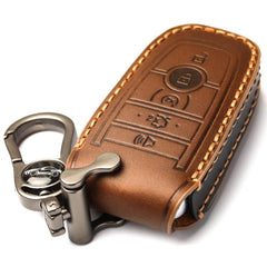APEKUU front view of leather key shell protecting Ford fob, improved grip