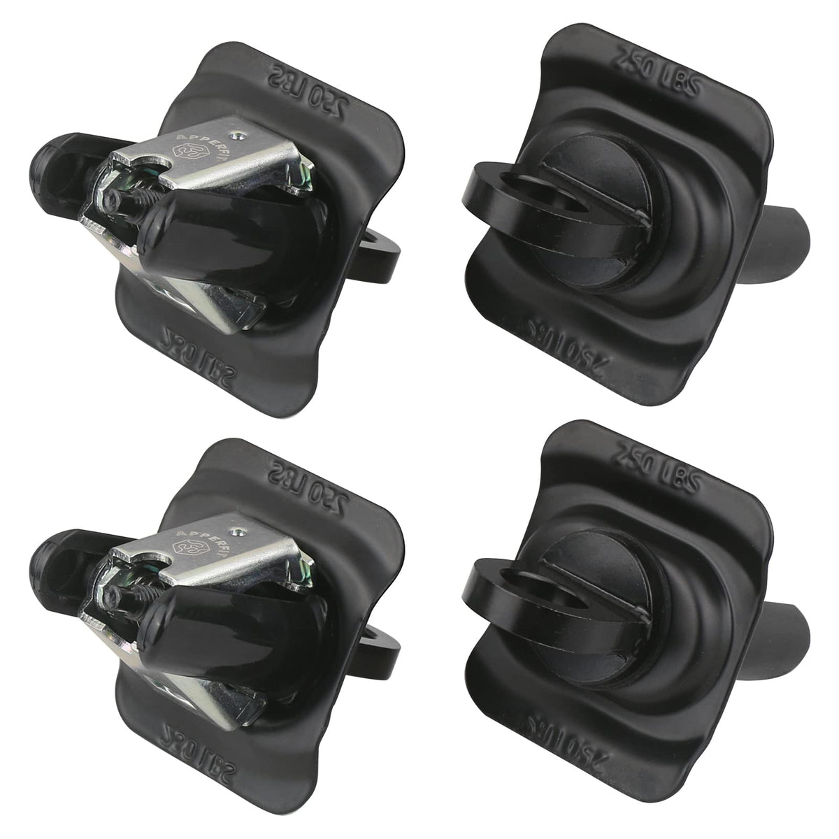 APPERFiT front view of 4-pack tie down anchors showing neat packaging and compatibility benefit