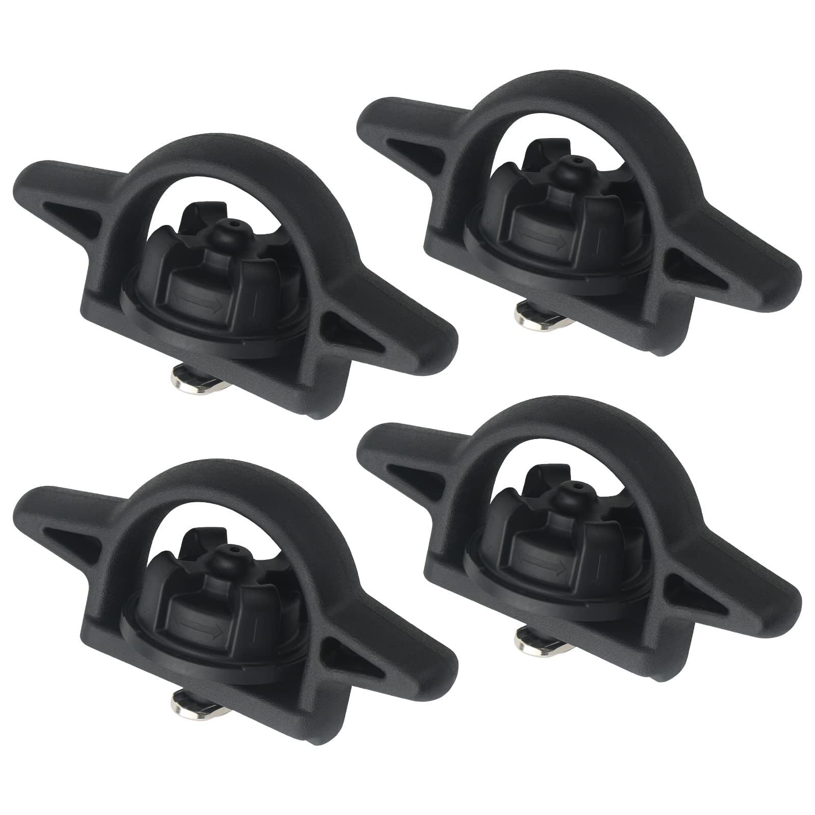 APPERFiT front view of four black bed cleat anchors showing OEM fit and clean finish