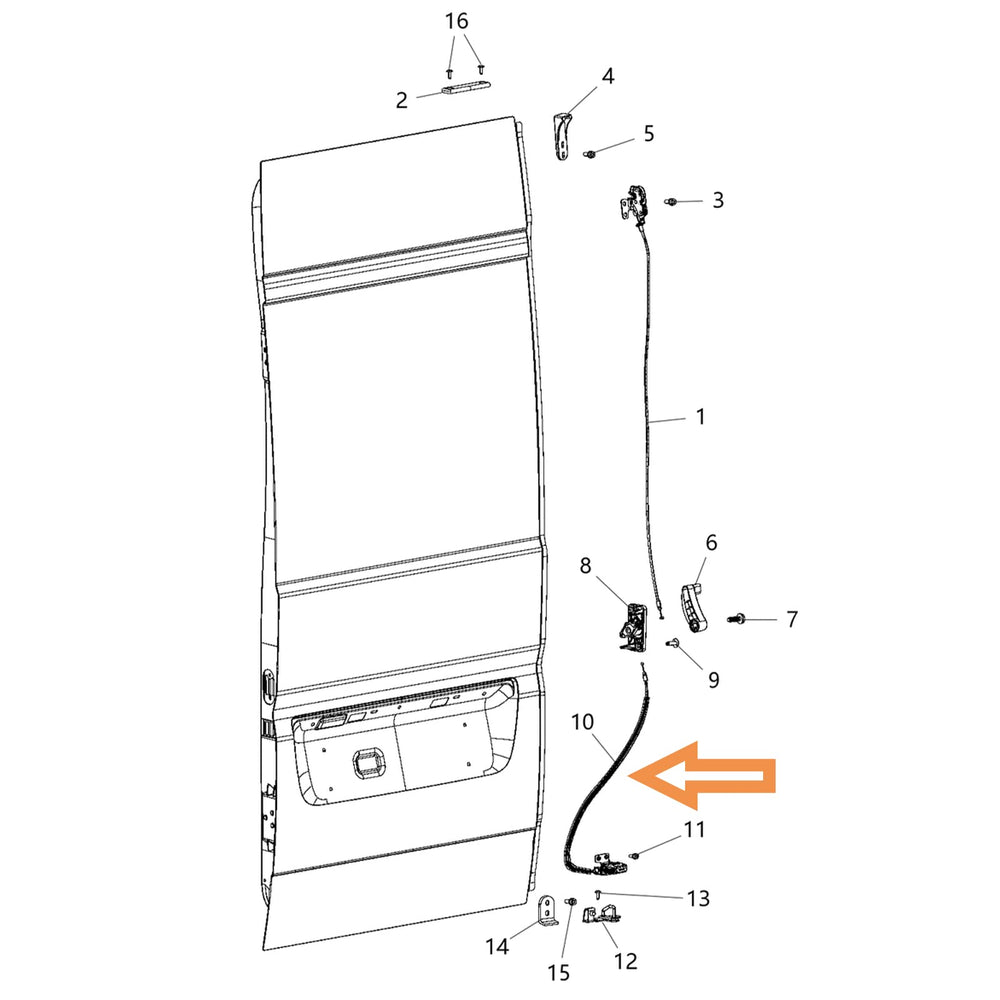 APPERFiT latch installed on ProMaster rear door illustrating correct alignment