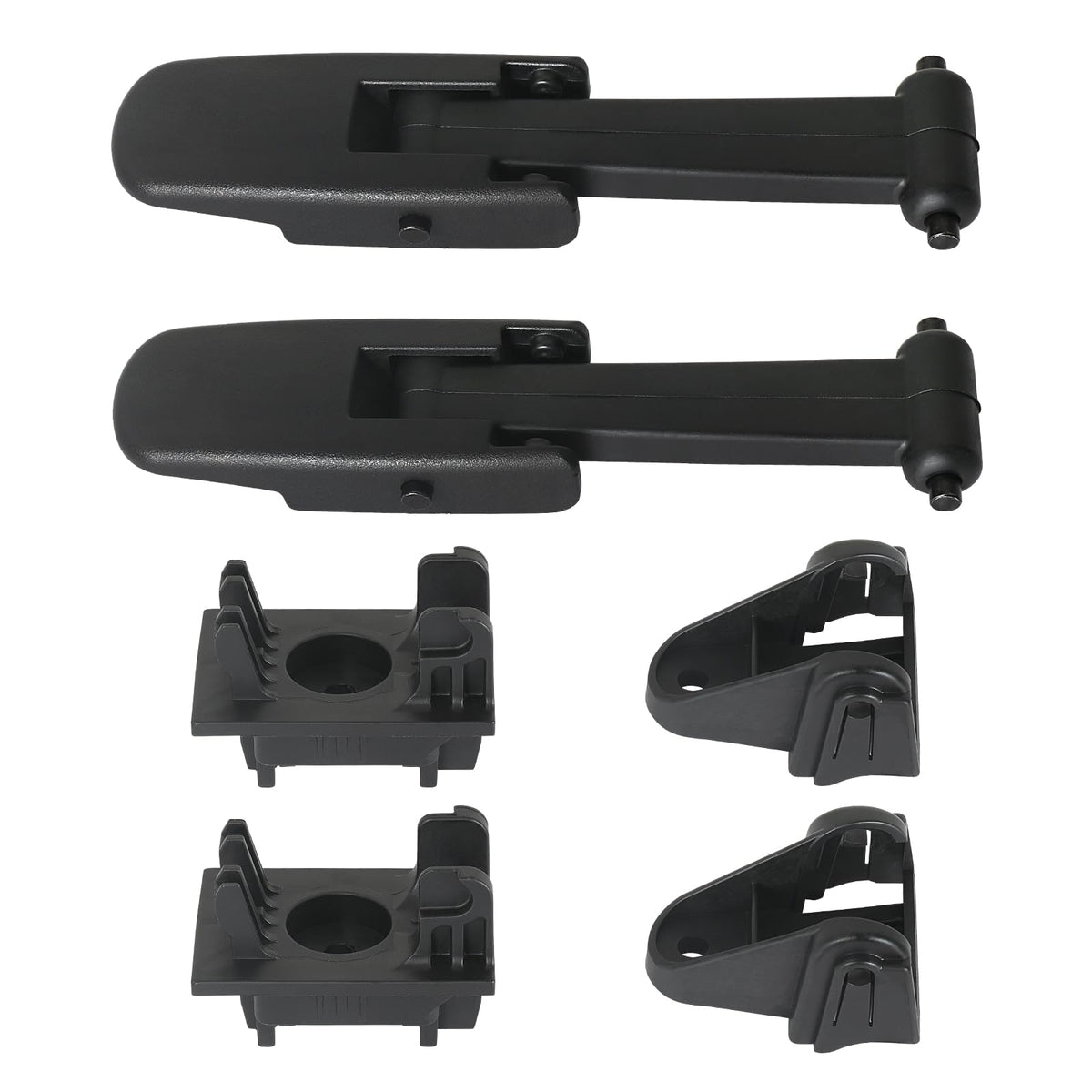 APPERFiT front-view of hood latch kit showing all included parts and fitment benefits