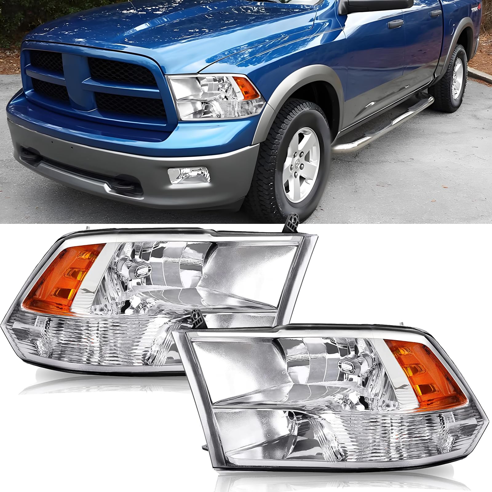 APSVE front assembly on Dodge Ram showcasing factory-fit appearance and improved clarity