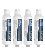 AQUA CREST front view showing compact inline filter and threaded ends, easy setup benefit