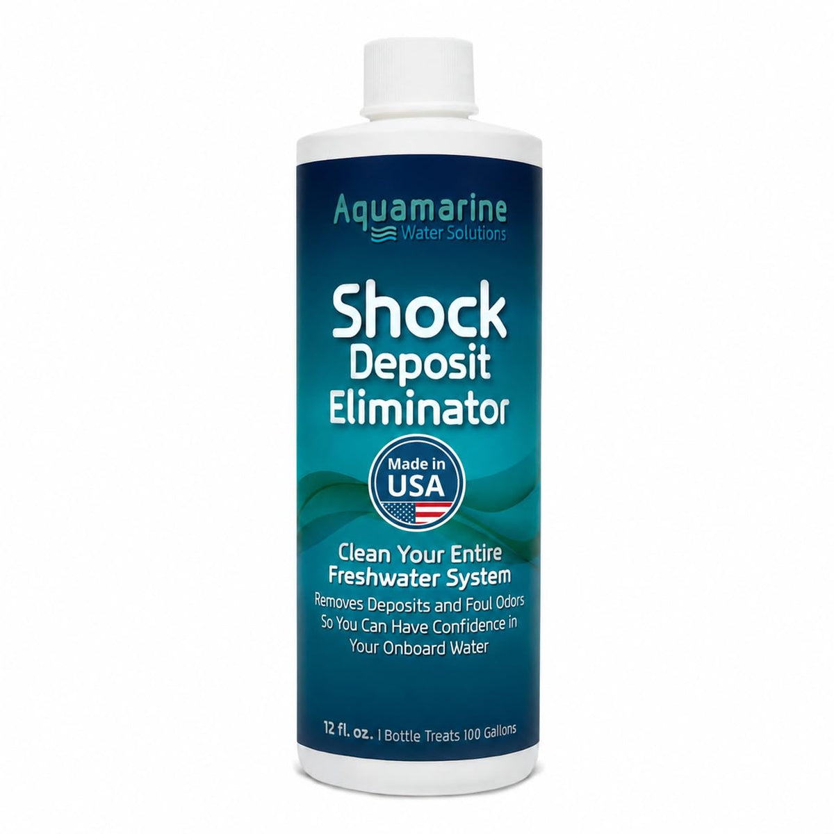 Aquamarine Water Solutions bottle front label showing product benefit
