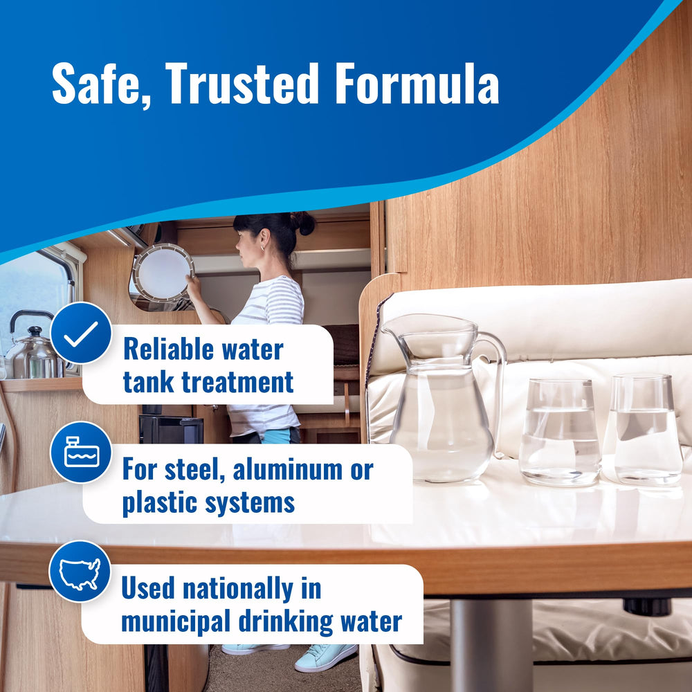 Aquamarine Water Solutions used in an RV kitchen showing fresh water benefit