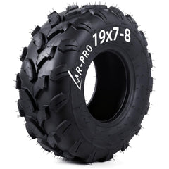 AR-PRO front profile 19x7-8 tire showing tread and fit for 8" rims, durable traction