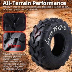 AR-PRO tire installed on ATV front wheel, demonstrating real-world stability