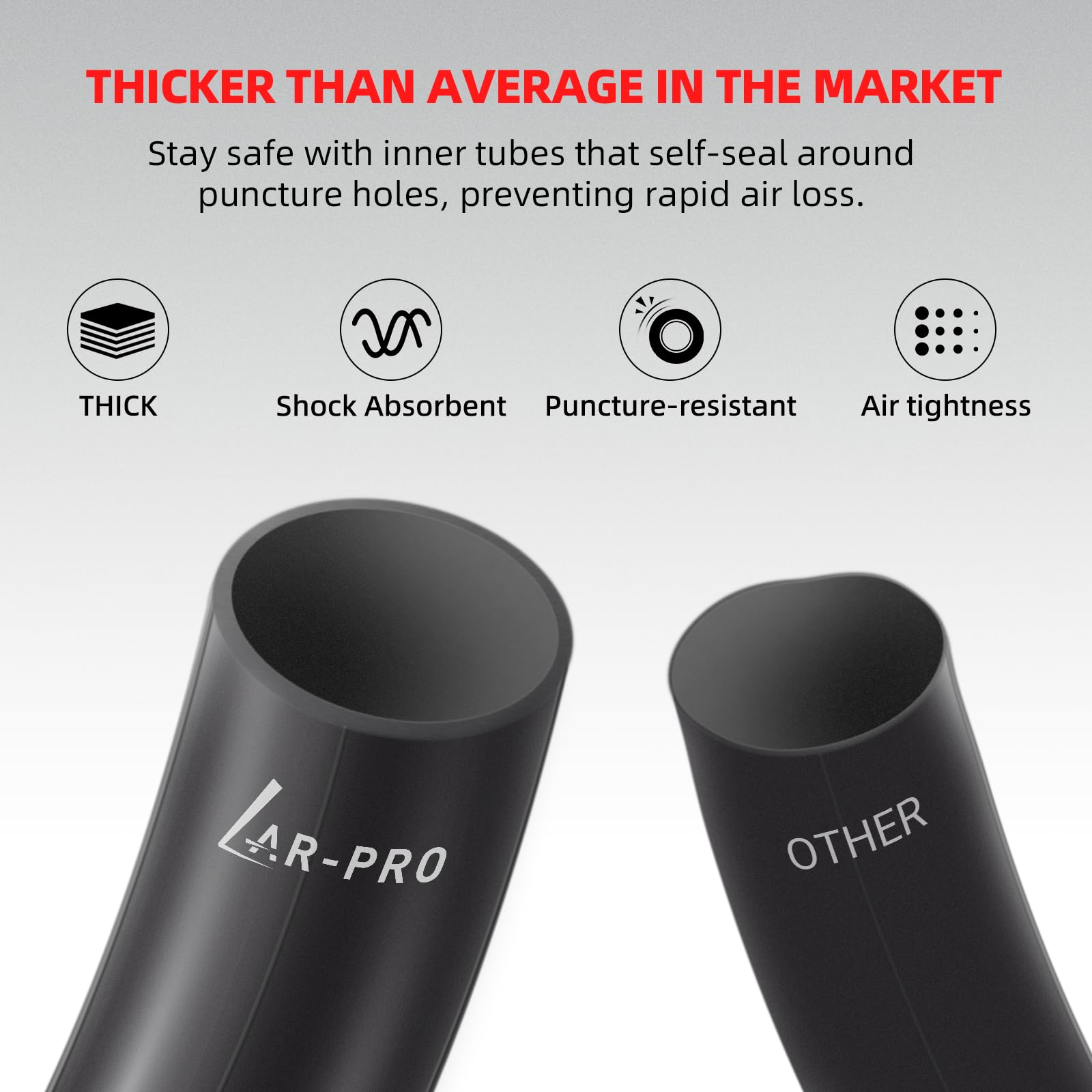 AR-PRO inner tube mounted on a 21-inch rim illustrating correct fit and compatibility