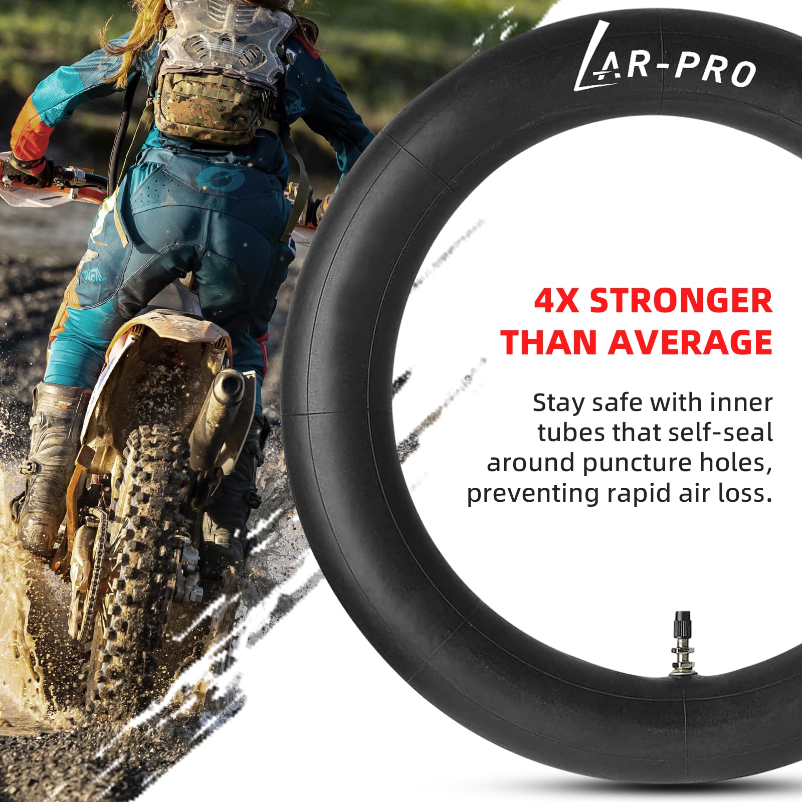 AR-PRO rider-ready lifestyle shot showing prepared bike and reliable spare tubes