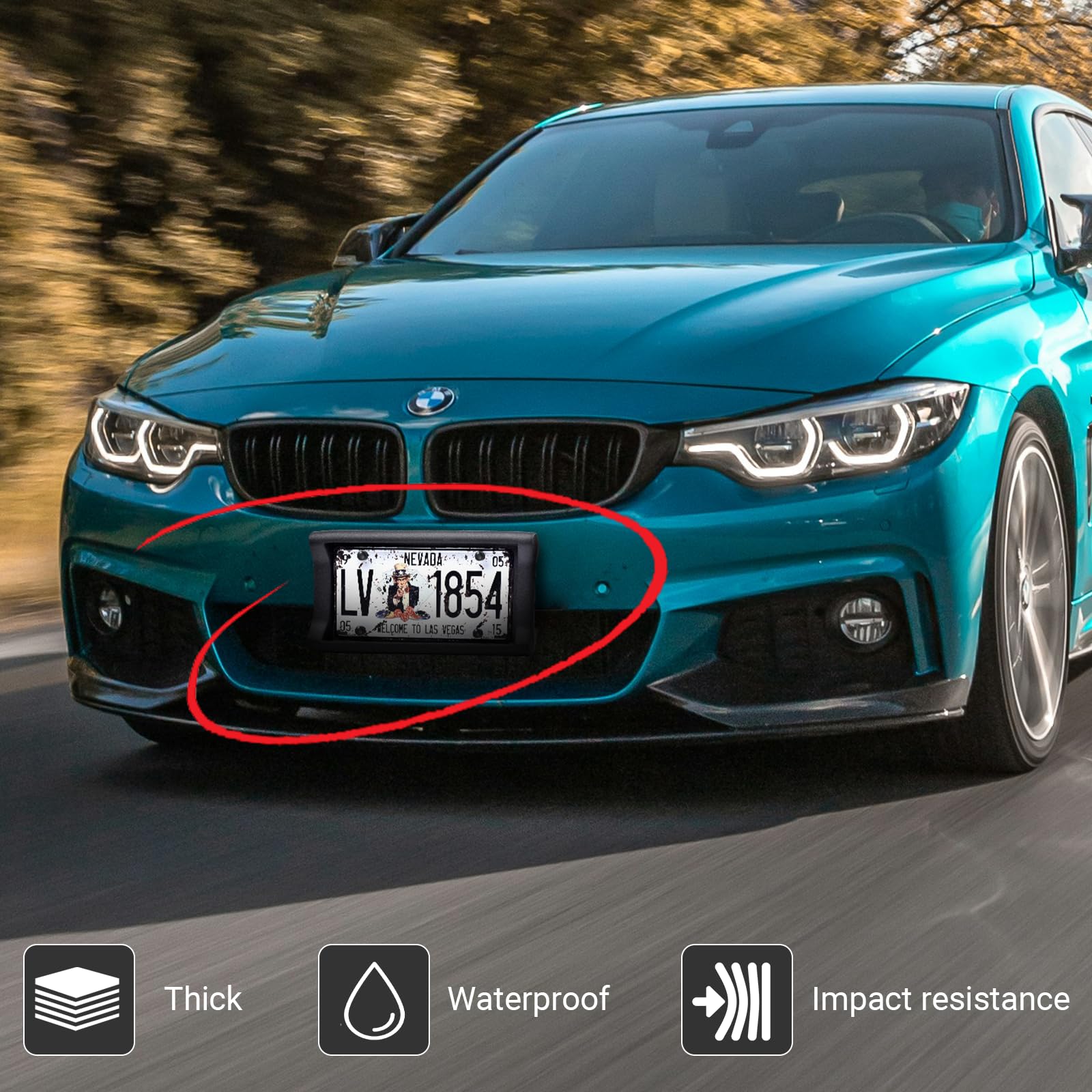 AR-PRO scale comparison next to license plate showing universal fit